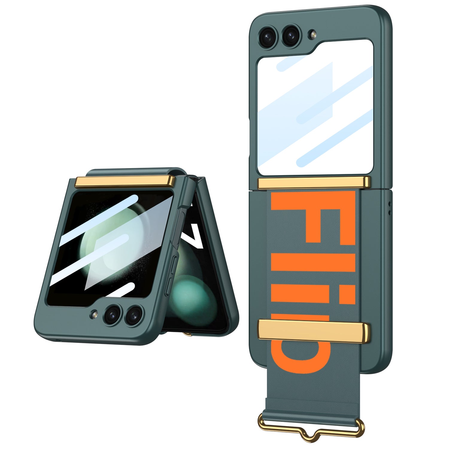 GKK For Samsung Galaxy Z Flip5 5G PC Ultra-Thin Case Wrist Band Kickstand Phone Cover with Tempered Glass Small Screen Film GKK For Samsung Galaxy Z Flip5 5G PC Ultra-Thin Case Wrist Band Kickstand Phone Cover with Tempered Glass Small Screen Film